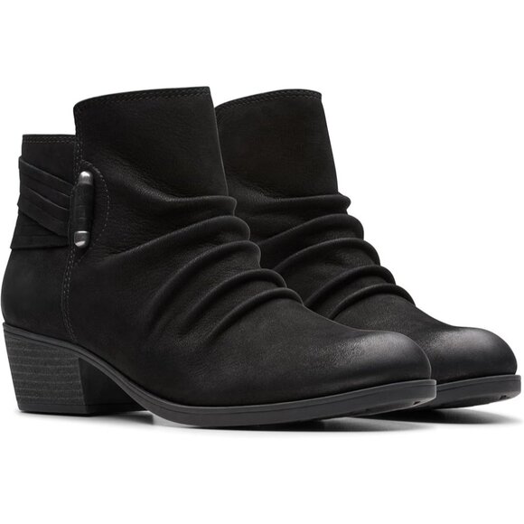 Clarks Collection Charlten Rosa Ankle Boots 10W Black Nubuck MSRP $120 - Picture 3 of 5